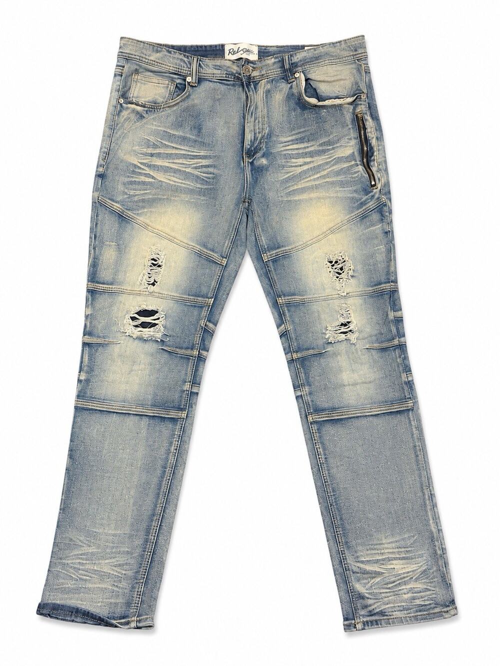 Bleeker & Mercer Men’s Distressed Slim Fit Jeans Light Wash Size 38x32